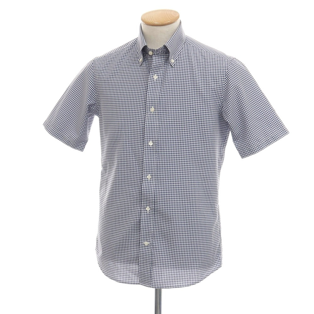 【中古】ア デイ イン ザ ライフ ユナイテッドアローズ a day in the life united arrows ギンガムチェック ボタンダウン 半袖シャツ ネイビーxホワイト【サイズS】【 状態ランクA 】【 メンズ 】