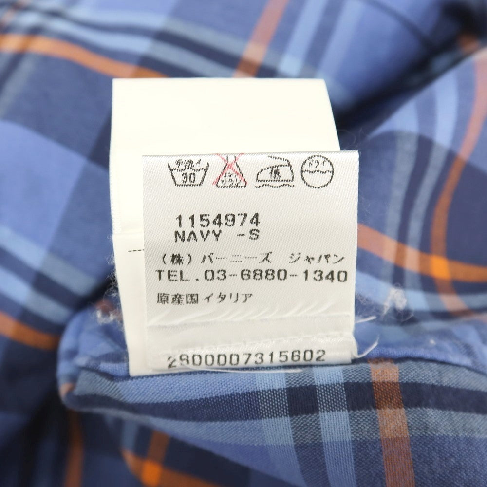 【中古】ギローバー GUY ROVER BARNEYS NEW YORK別注 コットン チェック ホリゾンタルカラー カジュアルシャツ ブルー系xオレンジ【サイズS】【 状態ランクC 】【 メンズ 】