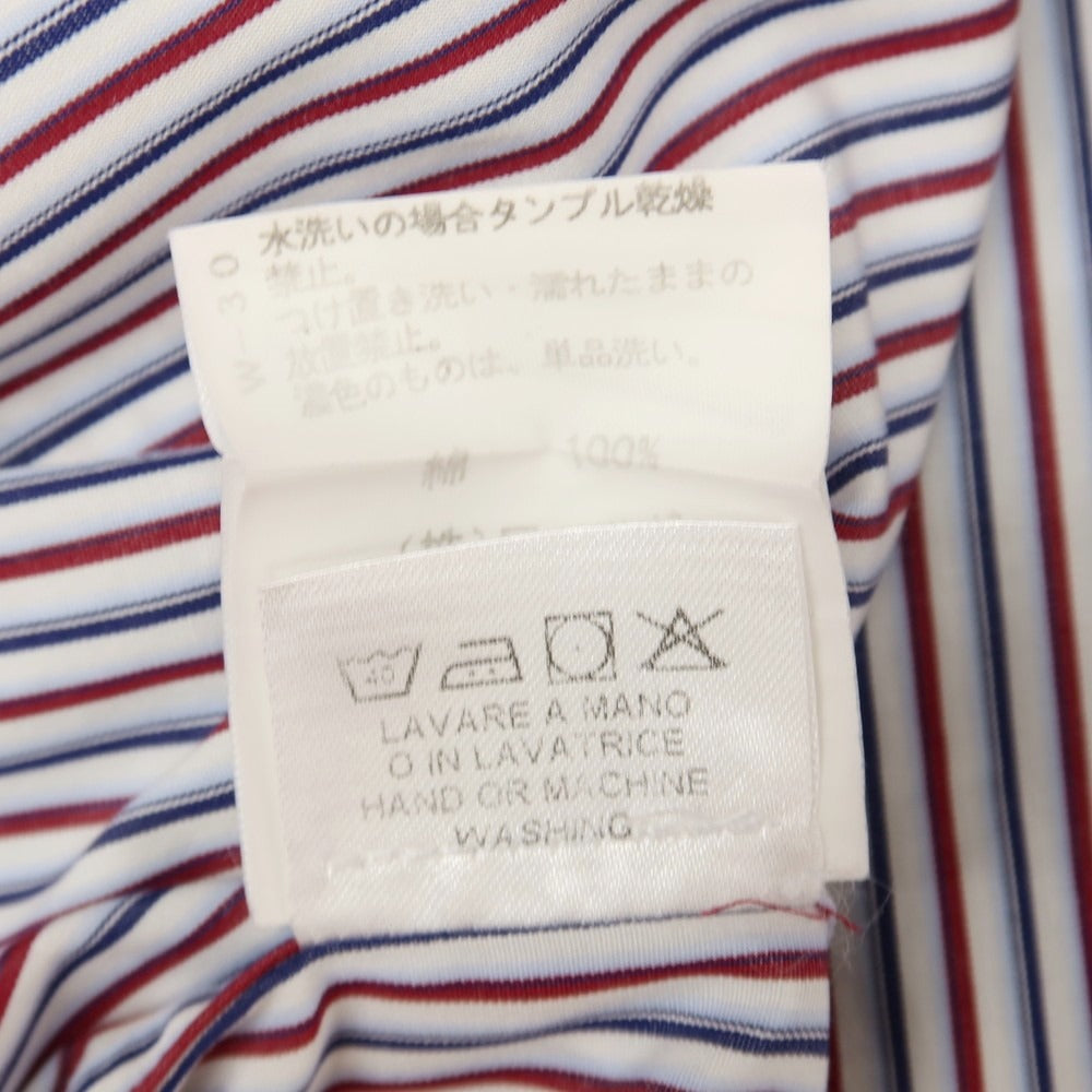 【中古】ギローバー GUY ROVER TAKEO KIKUCHI別注 コットン ストライプ ホリゾンタルカラー ドレスシャツ ホワイトxボルドー【サイズ39】【 状態ランクC 】【 メンズ 】