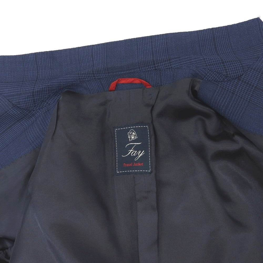【中古】フェイ FAY Travel Jacket ウール グレンチェック 2B テーラードジャケット ライトネイビー【サイズ48】【 状態ランクB 】【 メンズ 】