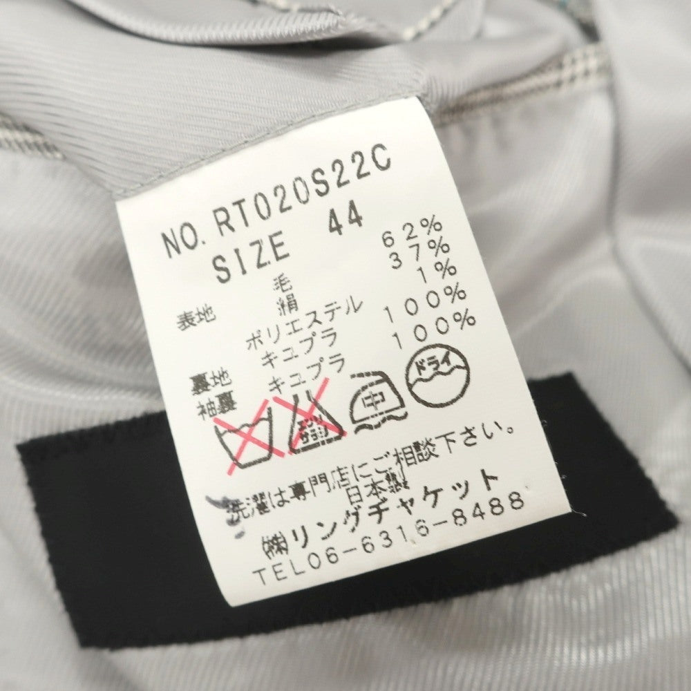【中古】リングヂャケット RING JACKET MEISTER ウールシルクポリエステル チェック 3つボタンスーツ ライトグレーxグリーン【サイズ44】【 状態ランクB 】【 メンズ 】