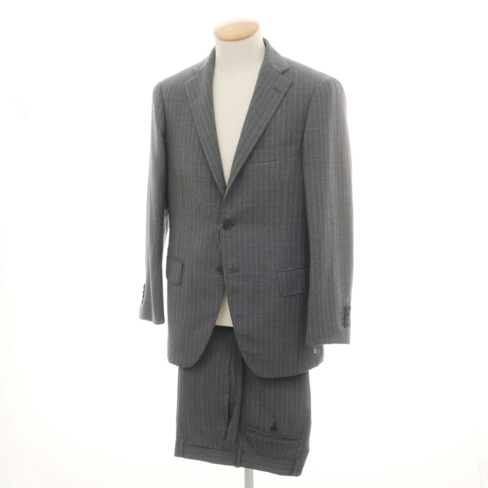 【中古】リングヂャケット RING JACKET ウールモヘヤ ピンストライプ 3つボタンスーツ グレーxホワイト【サイズ44】【 状態ランクB 】【 メンズ 】