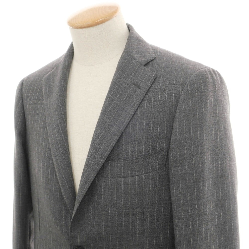 【中古】リングヂャケット RING JACKET ウールモヘヤ ピンストライプ 3つボタンスーツ グレーxホワイト【サイズ44】【 状態ランクB 】【 メンズ 】