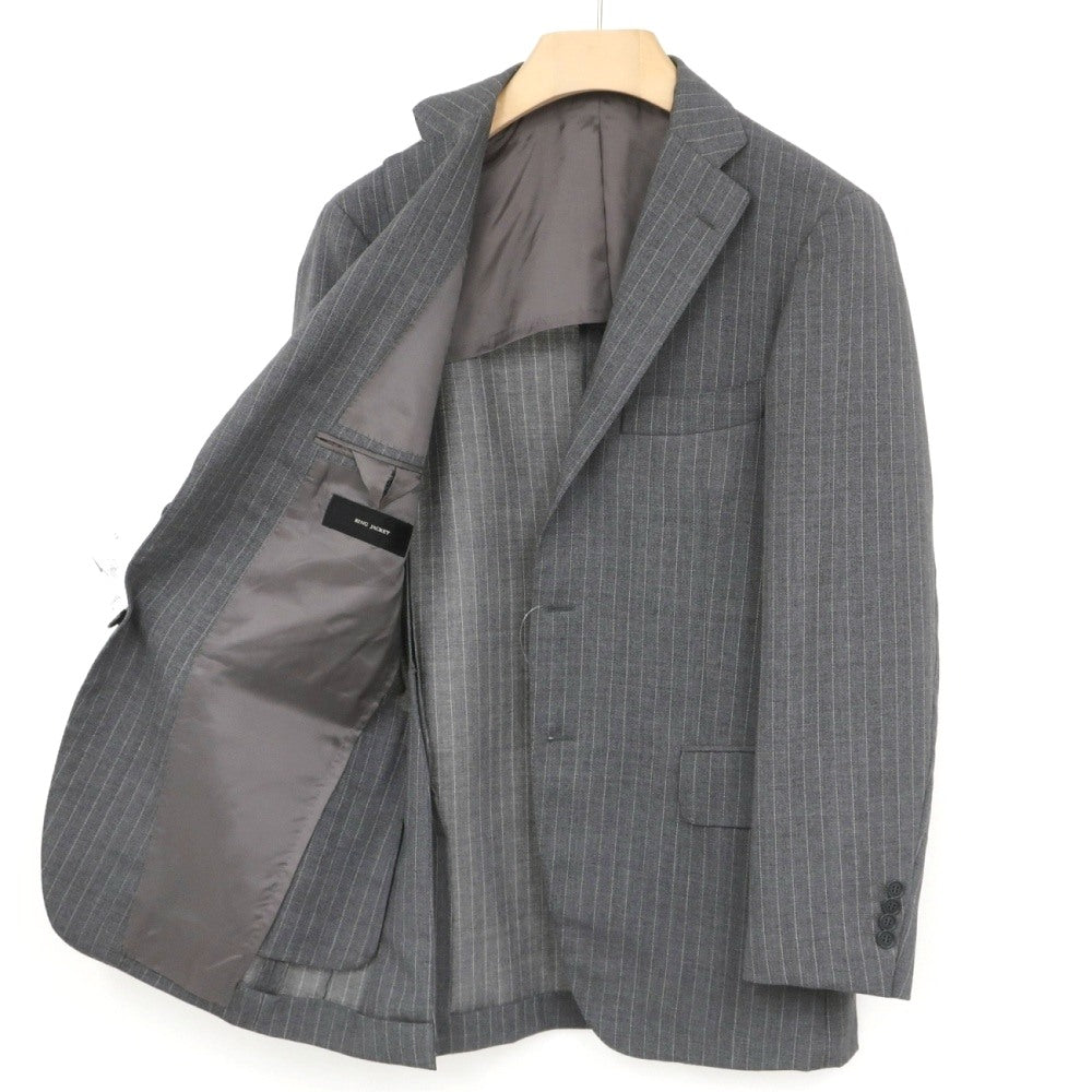 【中古】リングヂャケット RING JACKET ウールモヘヤ ピンストライプ 3つボタンスーツ グレーxホワイト【サイズ44】【 状態ランクB 】【 メンズ 】