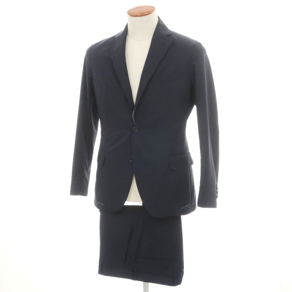 【中古】マッキントッシュ ロンドン MACKINTOSH LONDON ポリエステル メッシュ 2つボタンスーツ セットアップ パンツ2本セット ネイビー【サイズ上38/下82】【 状態ランクB 】【 メンズ 】