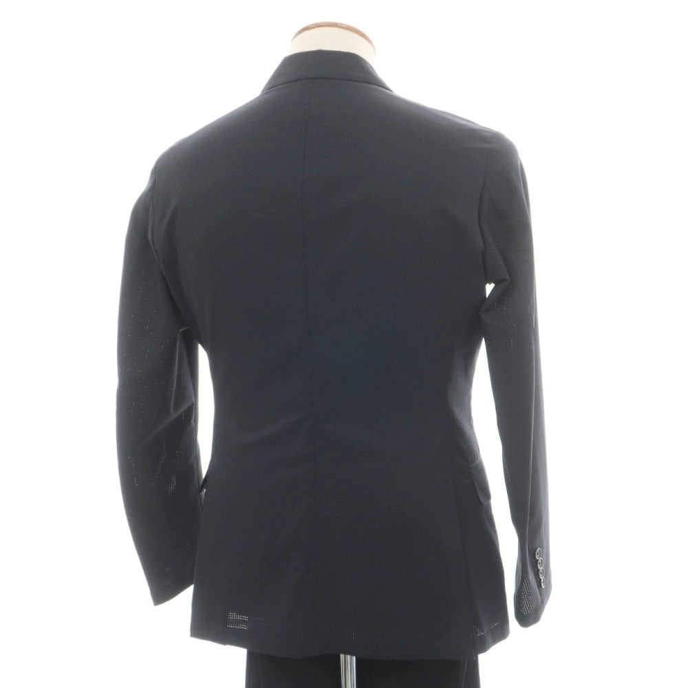 【中古】マッキントッシュ ロンドン MACKINTOSH LONDON ポリエステル メッシュ 2つボタンスーツ セットアップ パンツ2本セット ネイビー【サイズ上38/下82】【 状態ランクB 】【 メンズ 】