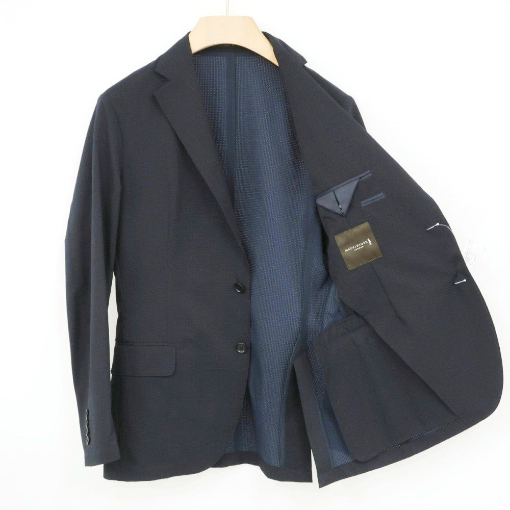 【中古】マッキントッシュ ロンドン MACKINTOSH LONDON ポリエステル メッシュ 2つボタンスーツ セットアップ パンツ2本セット ネイビー【サイズ上38/下82】【 状態ランクB 】【 メンズ 】