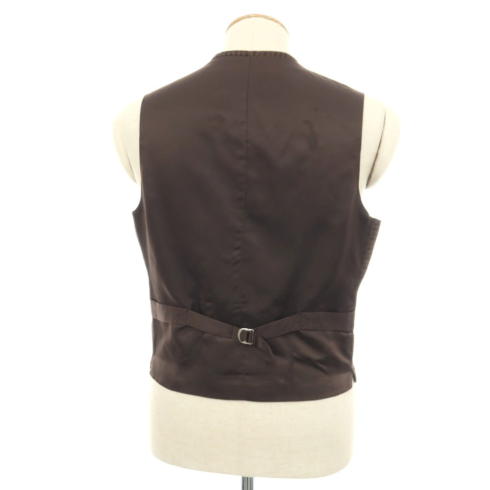 【中古】オンダータ Ondata ウールカシミヤシルク チェック カジュアル系ジレ ベスト ブラウンxネイビー【サイズ44】【 状態ランクB 】【 メンズ 】