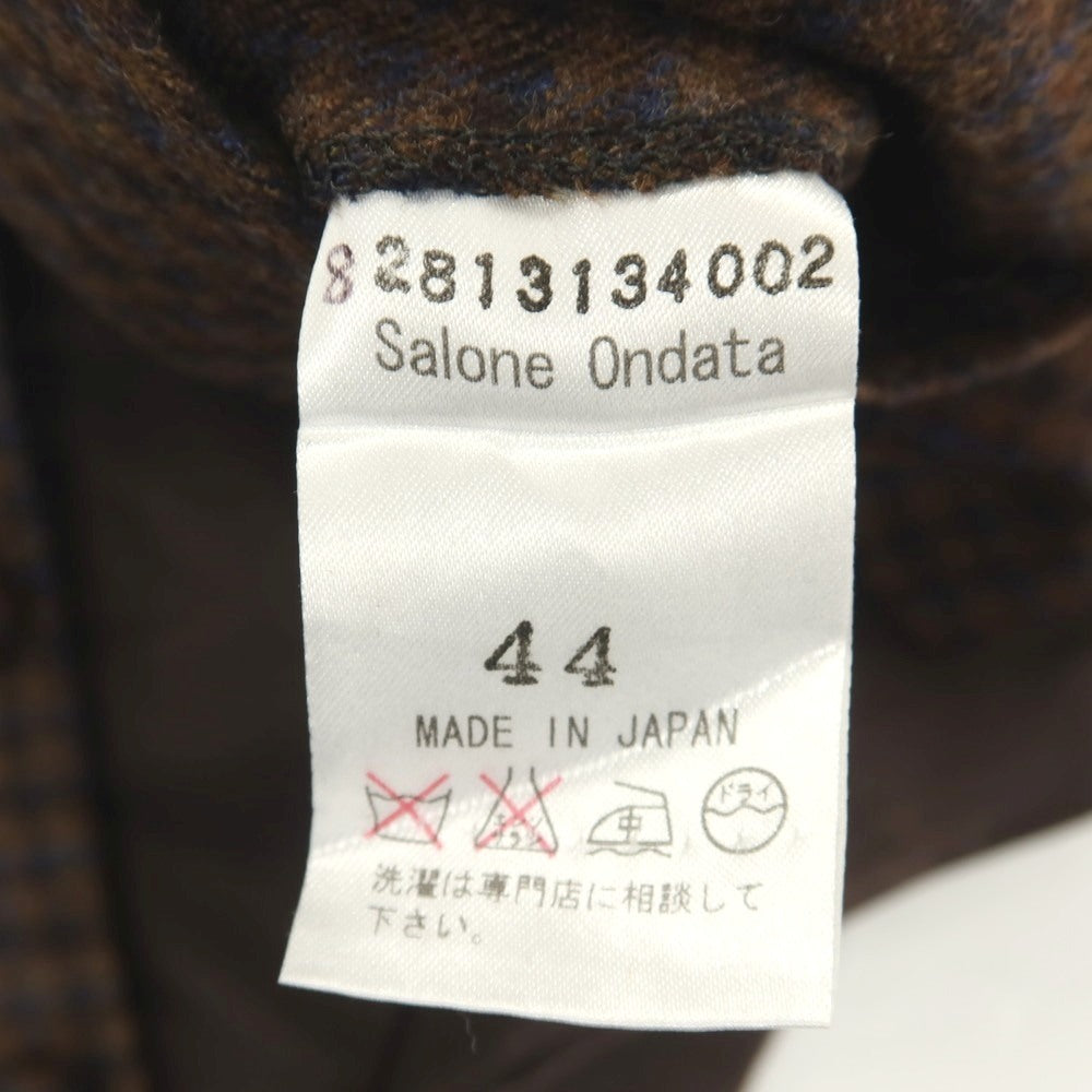 【中古】オンダータ Ondata ウールカシミヤシルク チェック カジュアル系ジレ ベスト ブラウンxネイビー【サイズ44】【 状態ランクB 】【 メンズ 】