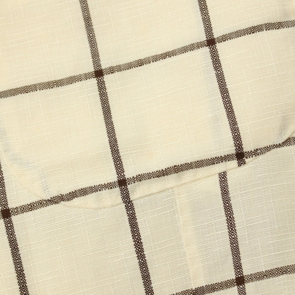 【中古】タリアトーレ TAGLIATORE G-SAHARA リネンウール ウィンドウペーンチェック 2B テーラードジャケット アイボリーxブラウン【サイズ46/R】【 状態ランクB 】【 メンズ 】