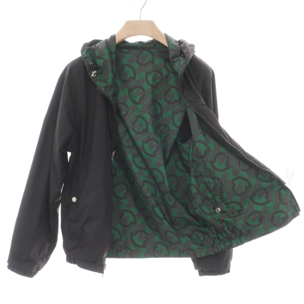【中古】モンクレール MONCLER リバーシブル 無地×ロゴプリント フーデッドブルゾン ブラックxグリーン【サイズ1】【 状態ランクB 】【 メンズ 】