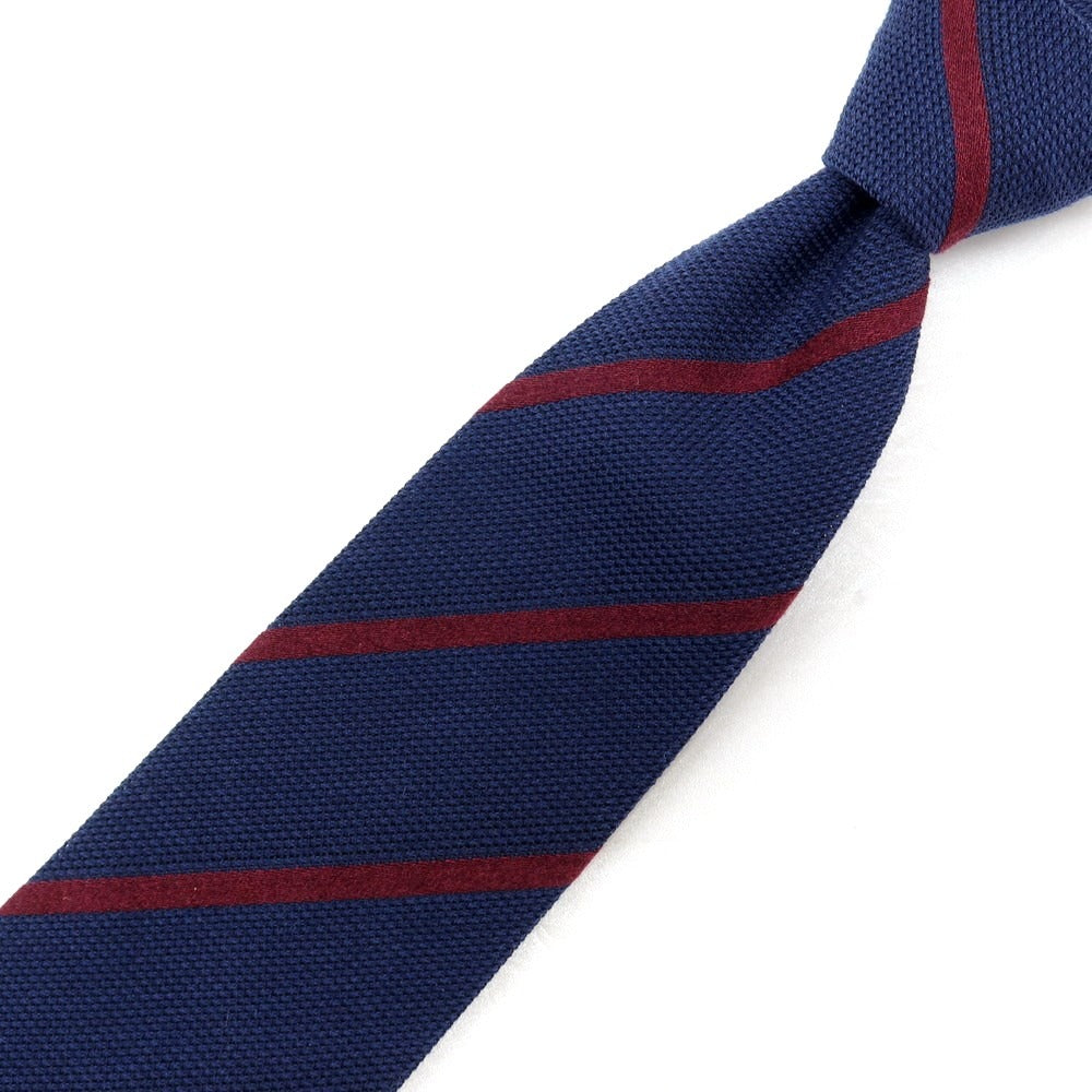 【新品】ステファノ ビジ stefano bigi ウールカシミヤ ストライプ柄ネクタイ ネイビーxボルドー【 状態ランクN 】【 メンズ 】