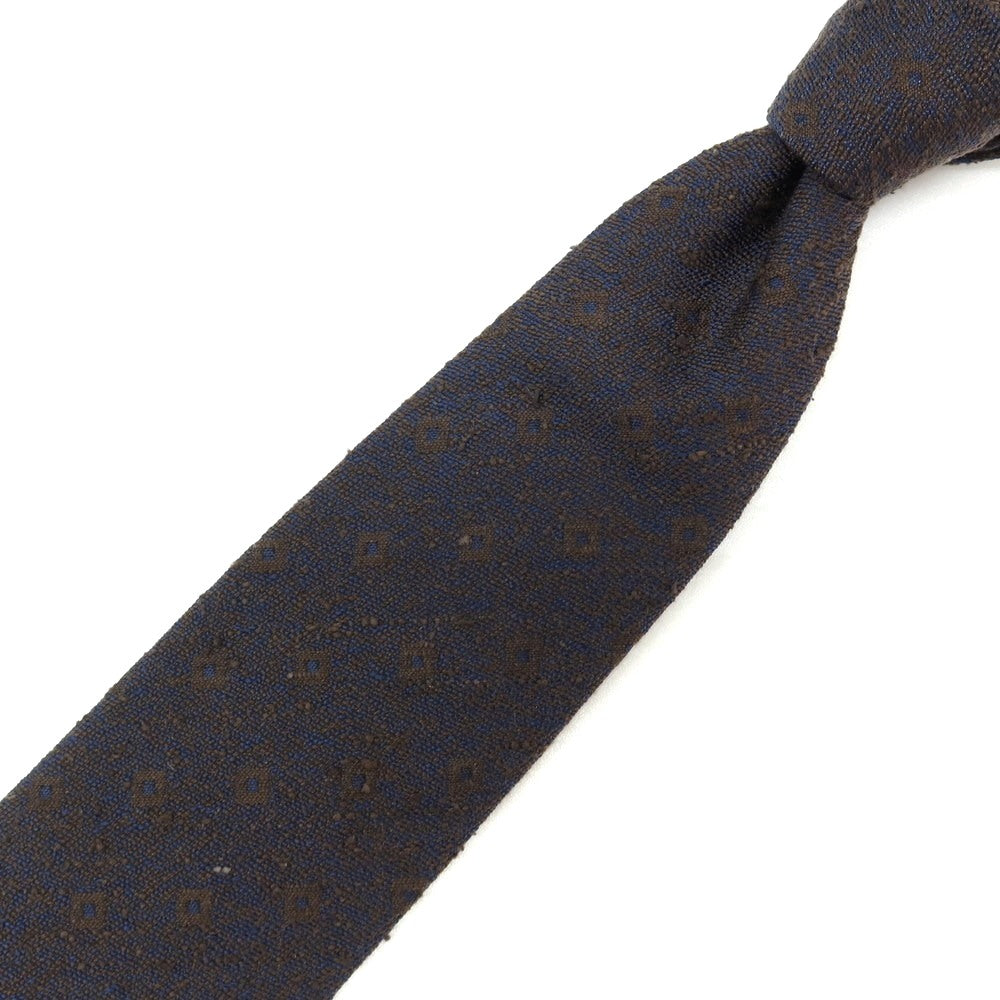 【新品】ステファノ ビジ stefano bigi シルク ジャカード 小紋柄ネクタイ ネイビーxダークブラウン【 状態ランクN 】【 メンズ 】