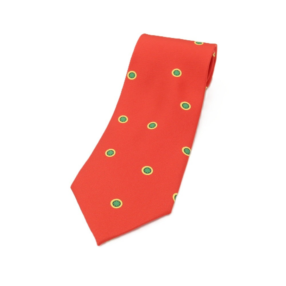 【中古】エルメネジルドゼニア Ermenegildo Zegna シルク プリント 小紋柄ネクタイ レッドxグリーン×イエロー【 状態ランクB 】【 メンズ 】