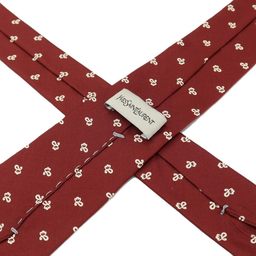 【中古】イヴサンローラン YVES SAINT LAURENT シルク プリント 小紋柄ネクタイ ボルドー【 状態ランクB 】【 メンズ 】