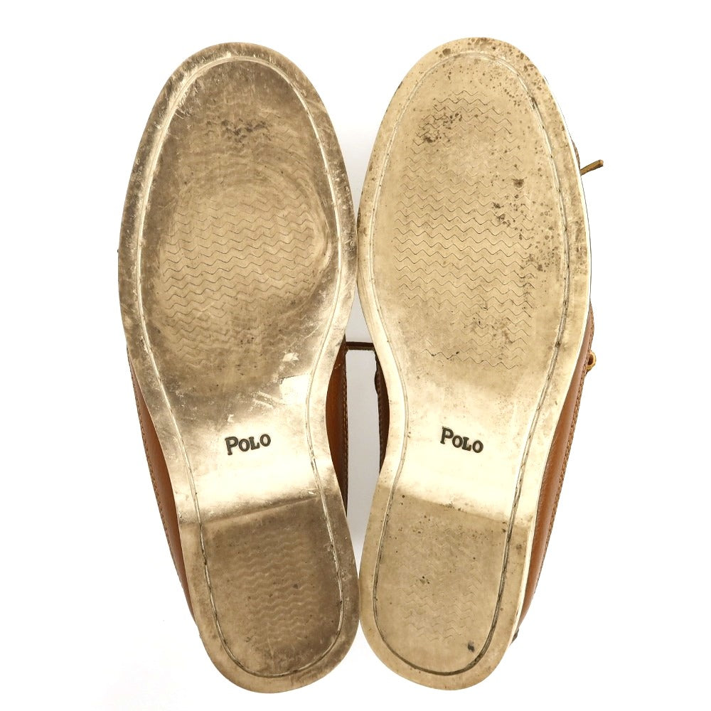 【中古】ポロ ラルフローレン Polo Ralph Lauren キャンバス レザー デッキシューズ オリーブグリーンxブラウン【サイズ27】【 状態ランクC 】【 メンズ 】