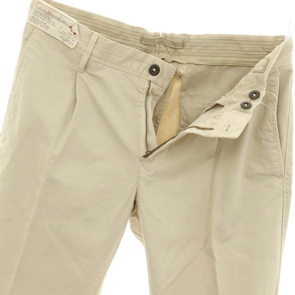 【中古】【未使用】インコテックス スラックス INCOTEX SLACKS ストレッチ ツイルコットン カジュアルスラックスパンツ ライトイエローベージュ【サイズ32】【 状態ランクS 】【 メンズ 】
