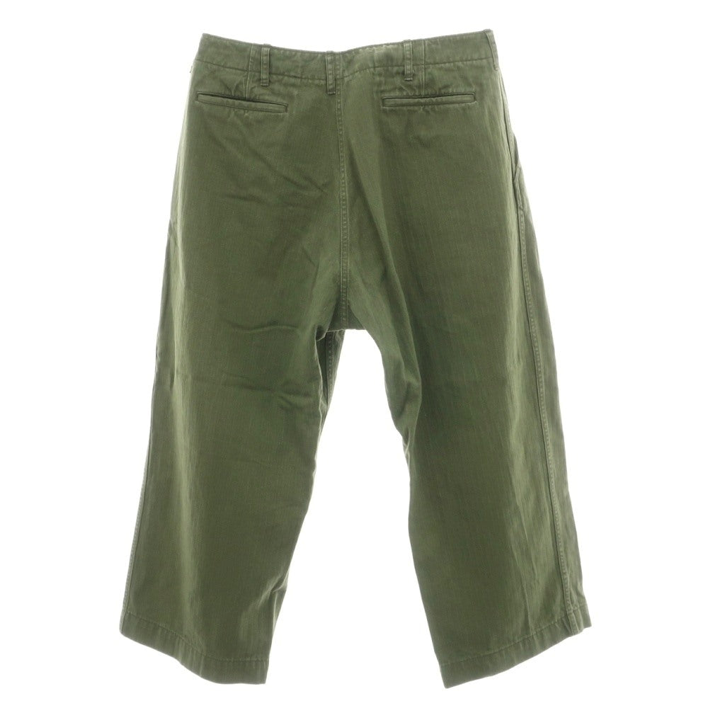 【中古】ビームスプラス BEAMS PLUS コットン ヘリンボーン ワークパンツ オリーブグリーン【サイズL】【 状態ランクB 】【 メンズ 】