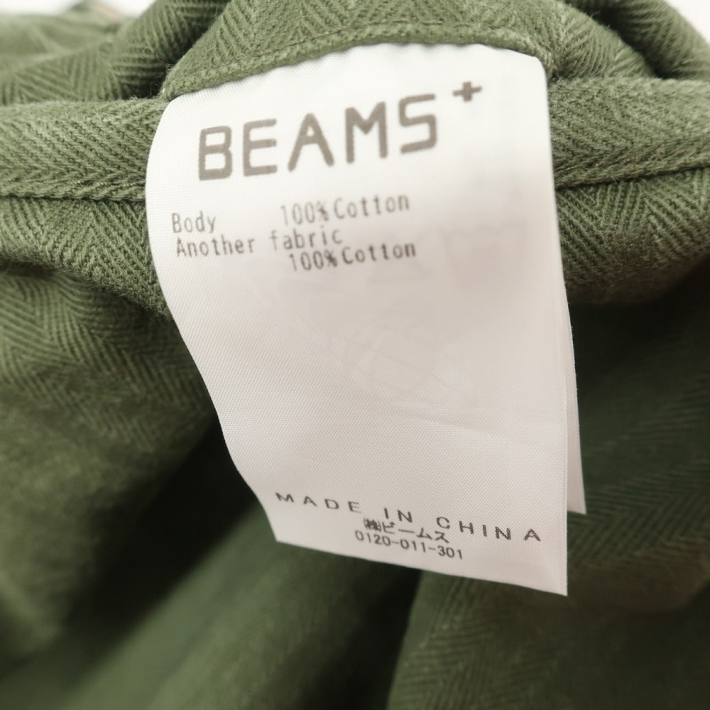 【中古】ビームスプラス BEAMS PLUS コットン ヘリンボーン ワークパンツ オリーブグリーン【サイズL】【 状態ランクB 】【 メンズ 】