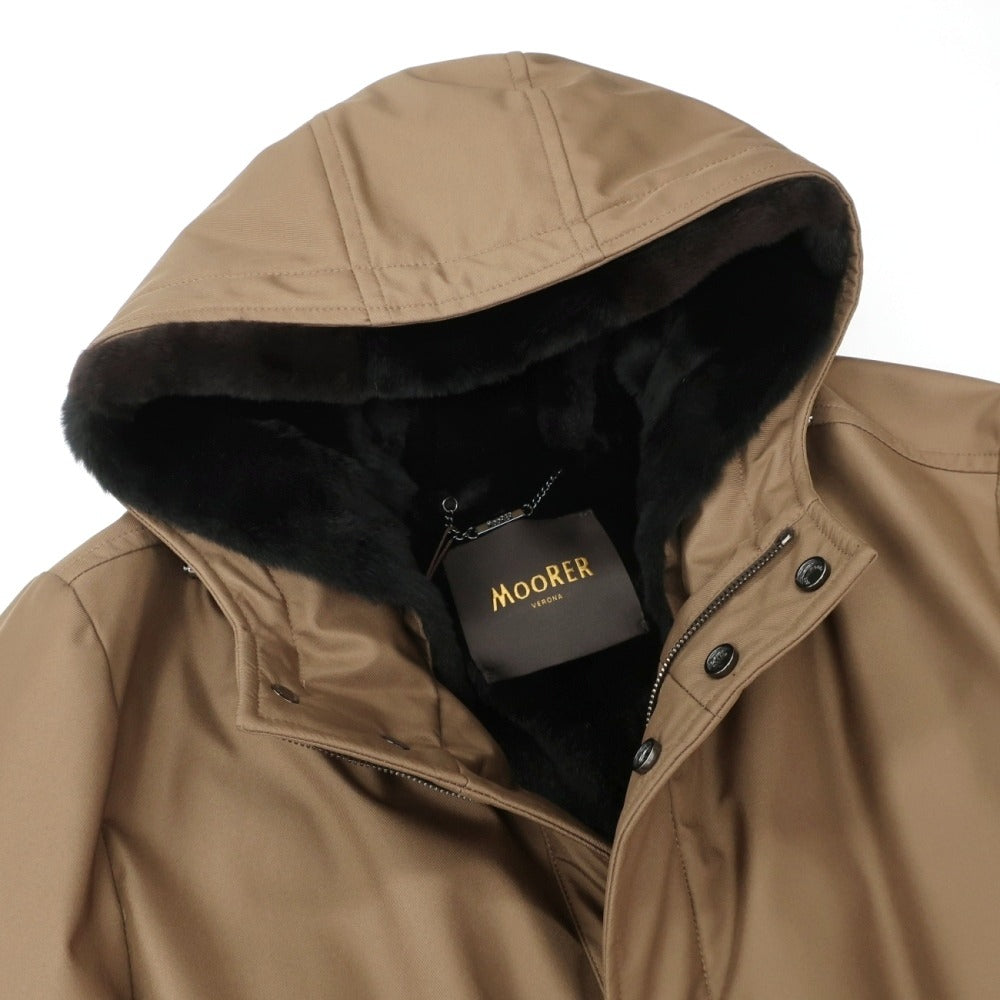【新品】ムーレー MOORER BASSI-WI ポリエステル フーデッド ダウンコート ブラウン【サイズ48】【 状態ランクN 】【 メンズ 】