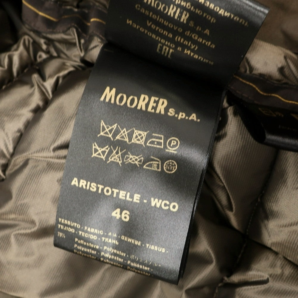 【新品】ムーレー MOORER ARISTOTELE-WCO ポリエステルコットン フーデッド ダウンコート ブラウン【サイズ46】【 状態ランクN 】【 メンズ 】