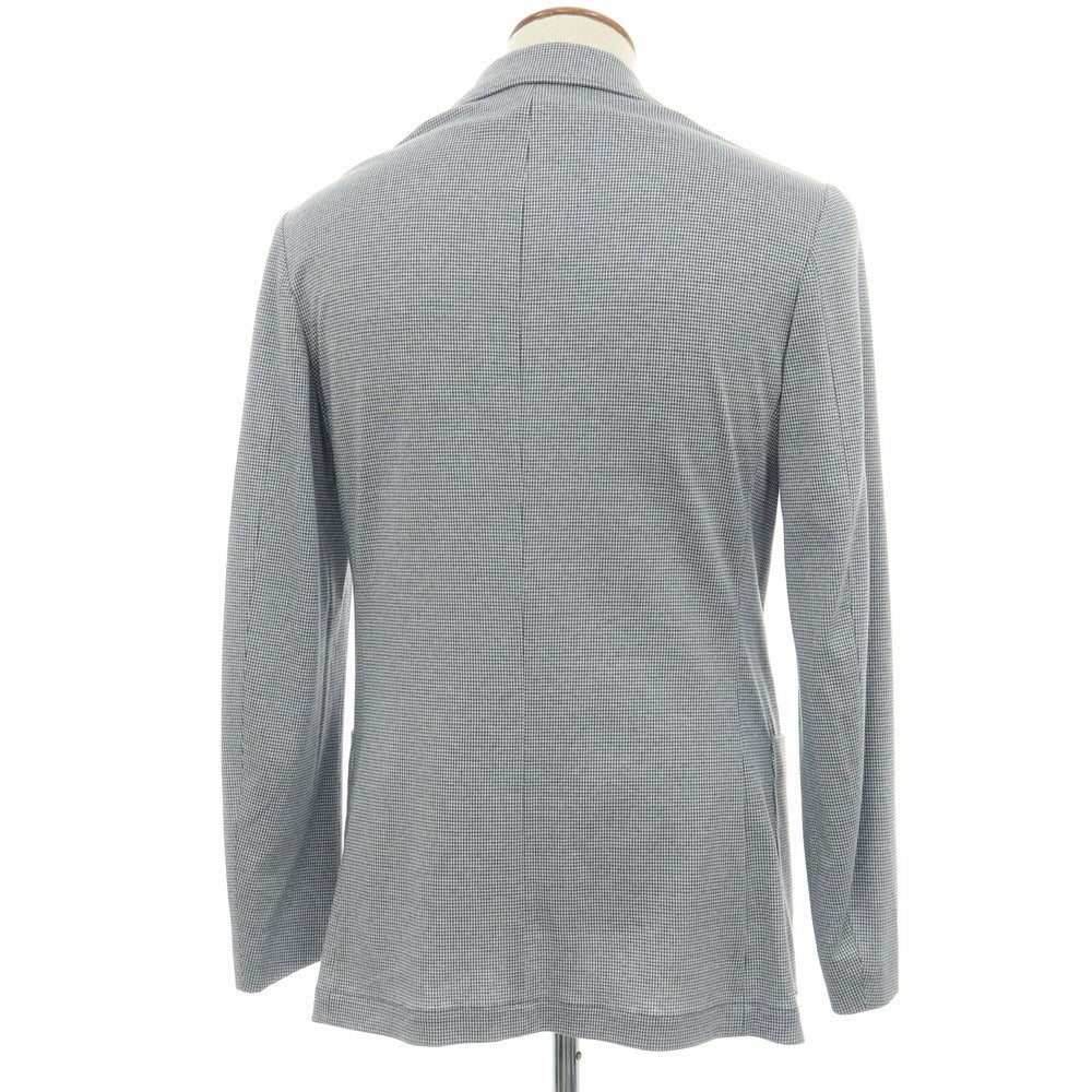 【新品】カナーリ CANALI コットン ジャージー ハウンドトゥース 手裏剣千鳥 2B カジュアルジャケット ブルーネイビーxホワイト【サイズ48】【 状態ランクN 】【 メンズ 】