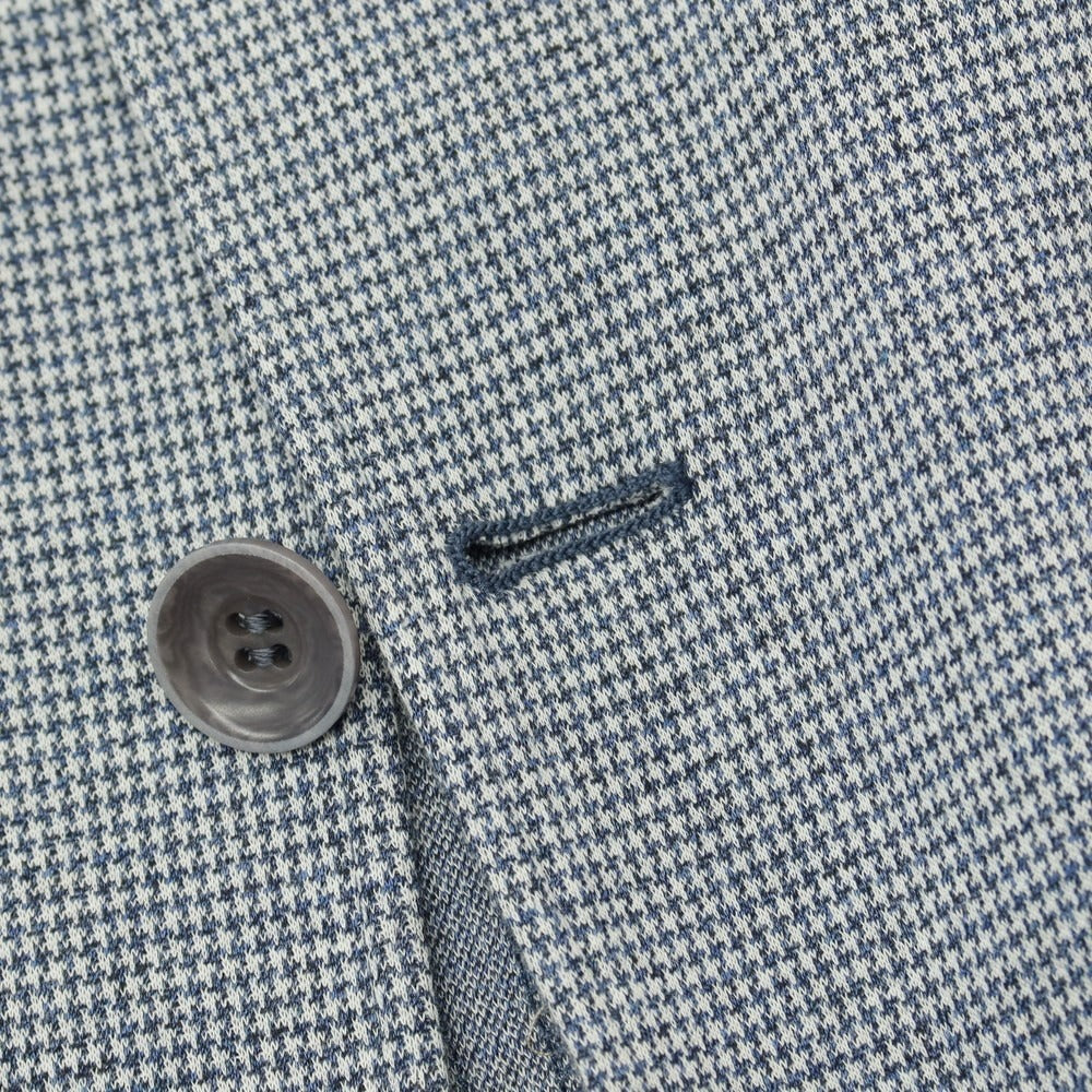 【新品】カナーリ CANALI コットン ジャージー ハウンドトゥース 手裏剣千鳥 2B カジュアルジャケット ブルーネイビーxホワイト【サイズ48】【 状態ランクN 】【 メンズ 】