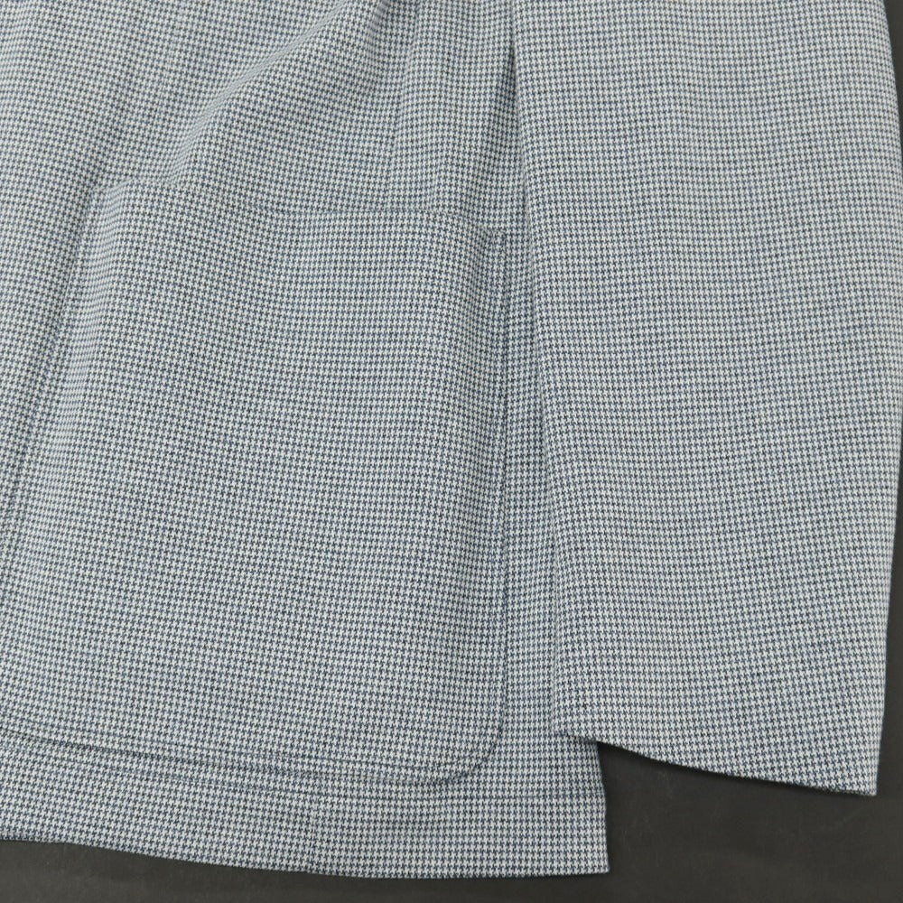 【新品】カナーリ CANALI コットン ジャージー ハウンドトゥース 手裏剣千鳥 2B カジュアルジャケット ブルーネイビーxホワイト【サイズ48】【 状態ランクN 】【 メンズ 】