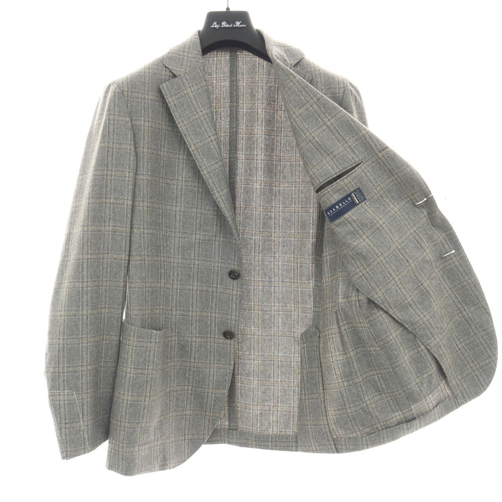 【新品】ルイジ ビアンキ マントヴァ Luigi Bianchi Mantova ウール チェック 3B テーラードジャケット グレーxベージュ【サイズ50】【 状態ランクN 】【 メンズ 】