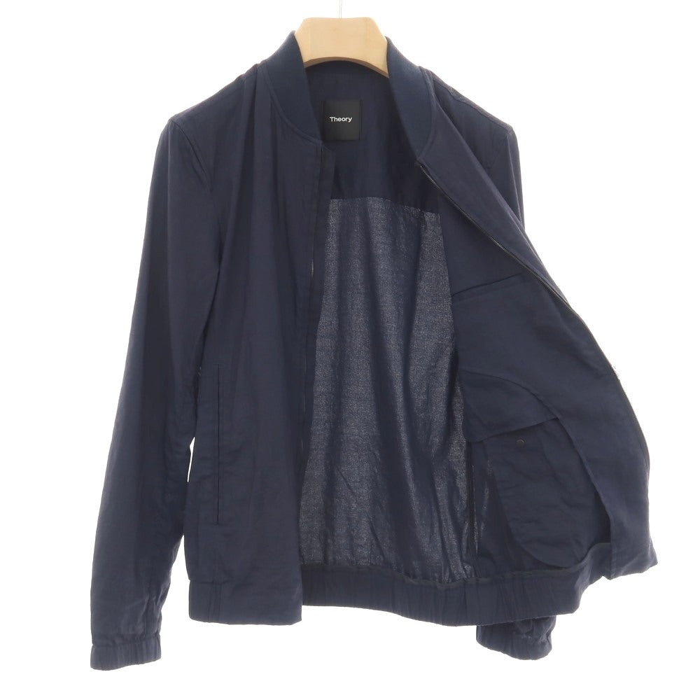 【中古】セオリー theory ストレッチ リネンレーヨン ダブルジップ スイングトップ ネイビー【サイズXS】【 状態ランクB 】【 メンズ 】