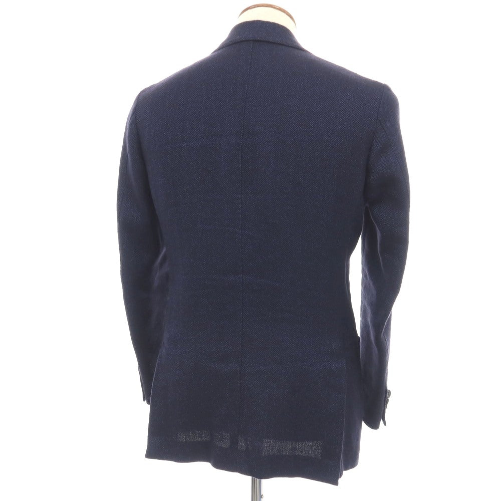 【中古】サルトリオ Sartorio ウールリネン ヘリンボーン 3B テーラードジャケット ネイビー【サイズ46】【 状態ランクD 】【 メンズ 】