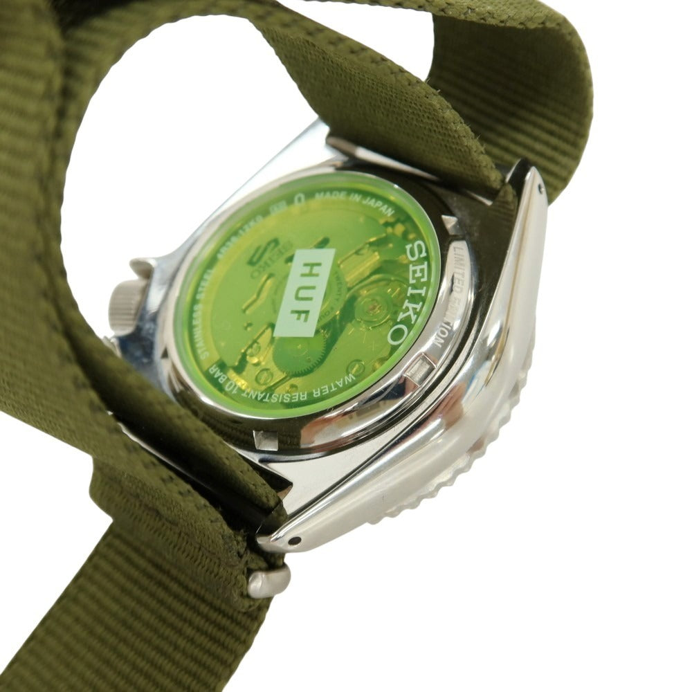 【中古】ハフ HUF × SEIKO 世界1000本限定 ステンレス×ナイロン 腕時計 オリーブグリーンxシルバー【 状態ランクA 】【 メンズ 】
