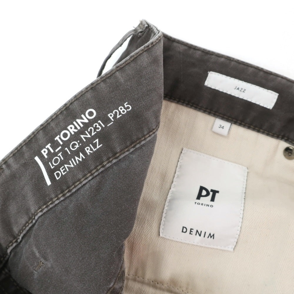 【中古】ピーティートリノ デニム PT TORINO DENIM JAZZ ストレッチ コットン 5ポケットパンツ ブラウングレー【サイズ34】【 状態ランクB 】【 メンズ 】