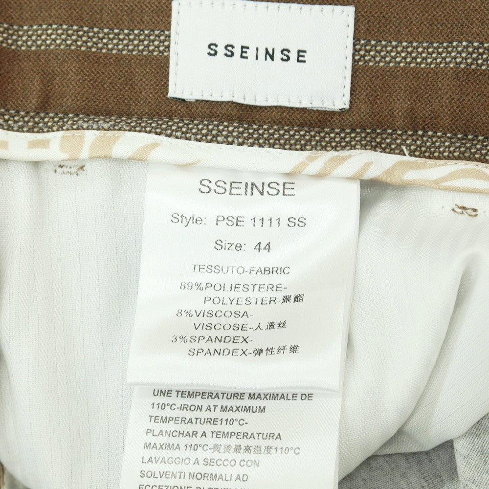 【新品】センス SSEINSE ポリエステルレーヨン ジャージー ストライプ プリント イージー カジュアルスラックスパンツ ブラウン【サイズ44】【 状態ランクN 】【 メンズ 】