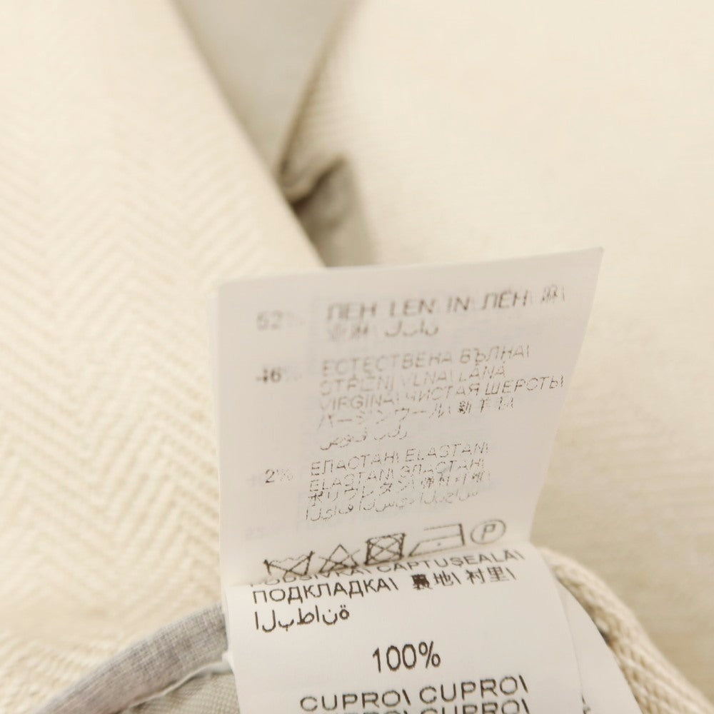 【中古】ブルネロクチネリ Brunello Cucinelli リネンウールポリウレタン ヘリンボーン 3B テーラードジャケット ライトベージュ【サイズ50】【 状態ランクB 】【 メンズ 】