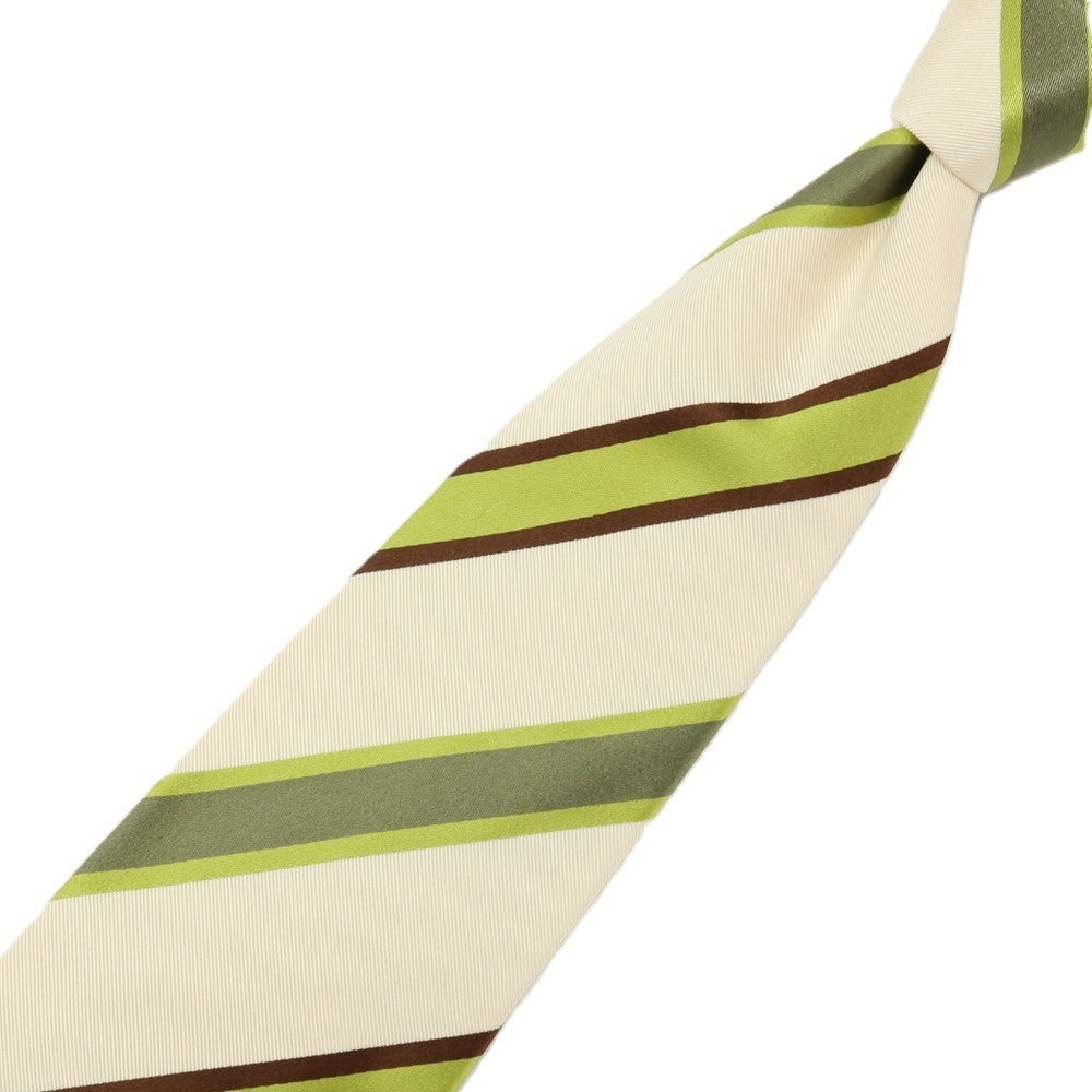 【中古】コルネリアーニ CORNELIANI シルク ストライプ柄ネクタイ オフホワイトxライトグリーン【 状態ランクB 】【 メンズ 】