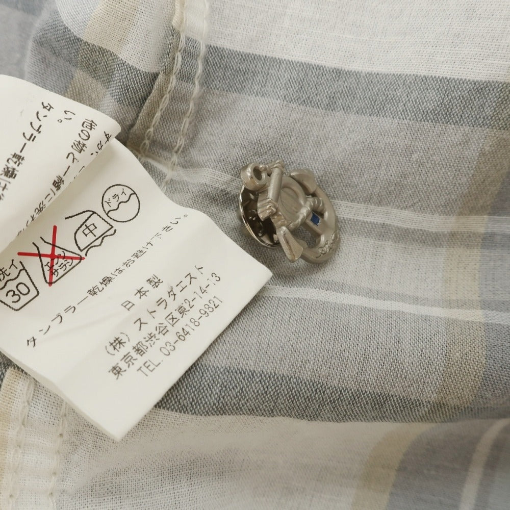 【中古】シーグリーン Seagreen コットンリネン チェック レギュラーカラー カジュアルシャツ ホワイトxグレー【サイズ1】【 状態ランクC 】【 メンズ 】