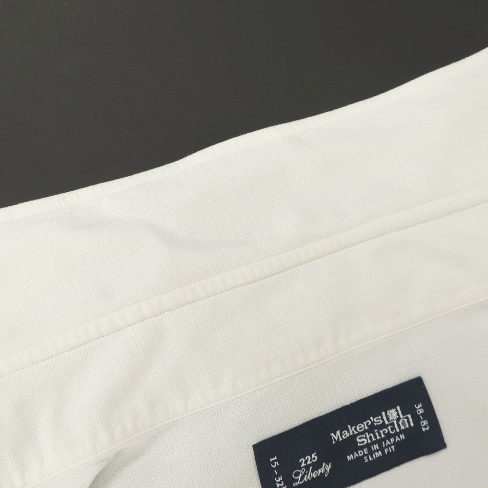 【中古】メイカーズシャツ カマクラ Makers Shirt 鎌倉 コットンリネン ホリゾンタルカラー ドレスシャツ ホワイト【サイズ38】【 状態ランクC 】【 メンズ 】
