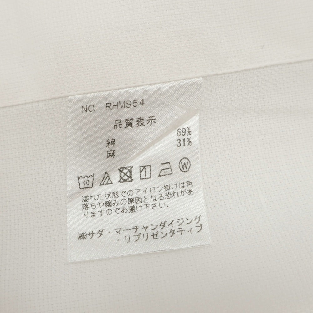 【中古】メイカーズシャツ カマクラ Makers Shirt 鎌倉 コットンリネン ホリゾンタルカラー ドレスシャツ ホワイト【サイズ38】【 状態ランクC 】【 メンズ 】