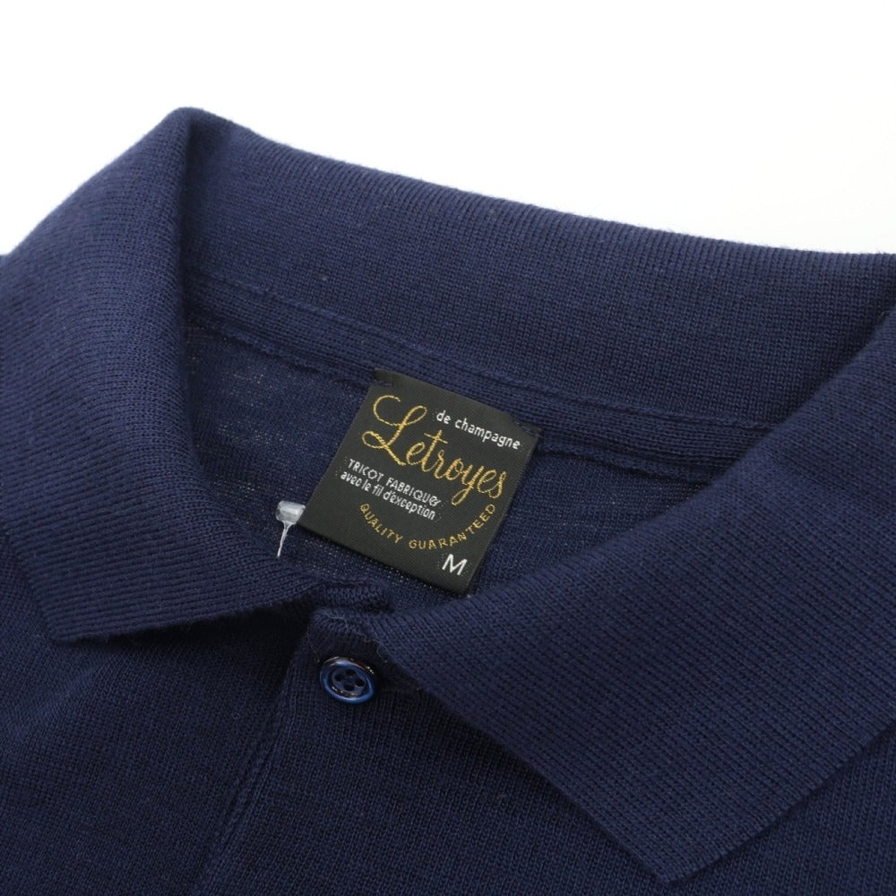 【中古】ルトロワ Letroyes ハイゲージ ウール 長袖 ポロニット ネイビー【サイズM】【 状態ランクB 】【 メンズ 】