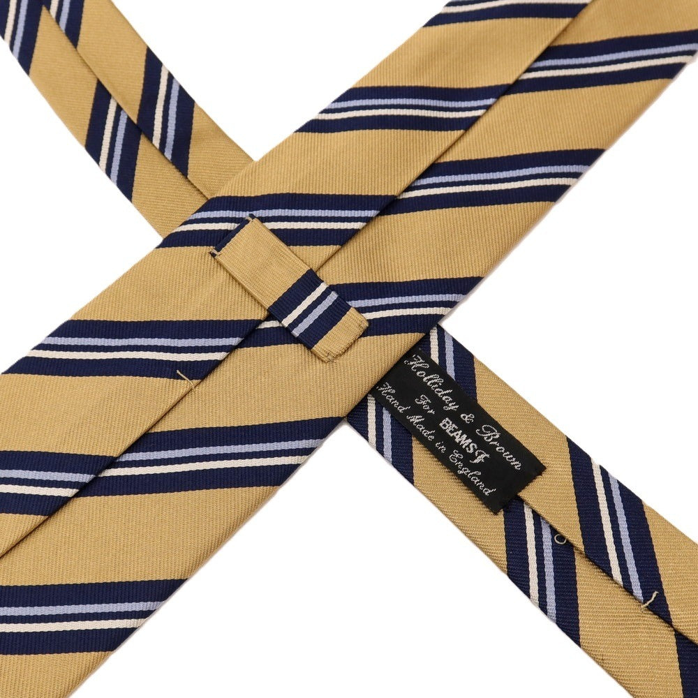 【中古】ホリデイ アンド ブラウン HOLLIDAY & BROWN BEAMS F別注 シルク ストライプ柄ネクタイ ベージュxネイビー【 状態ランクB 】【 メンズ 】