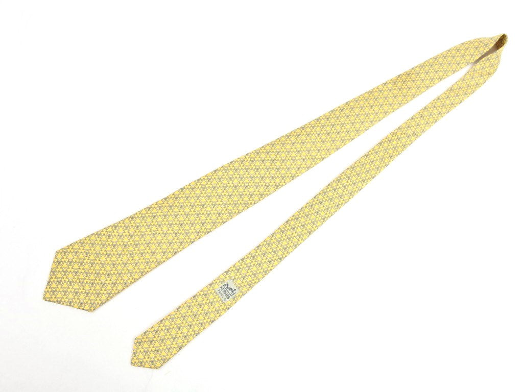 【中古】エルメス HERMES その他ネクタイ
 イエローxウォームグレー【YEL】【S/S/A/W】【状態ランクB】【メンズ】
【778879】 EPD