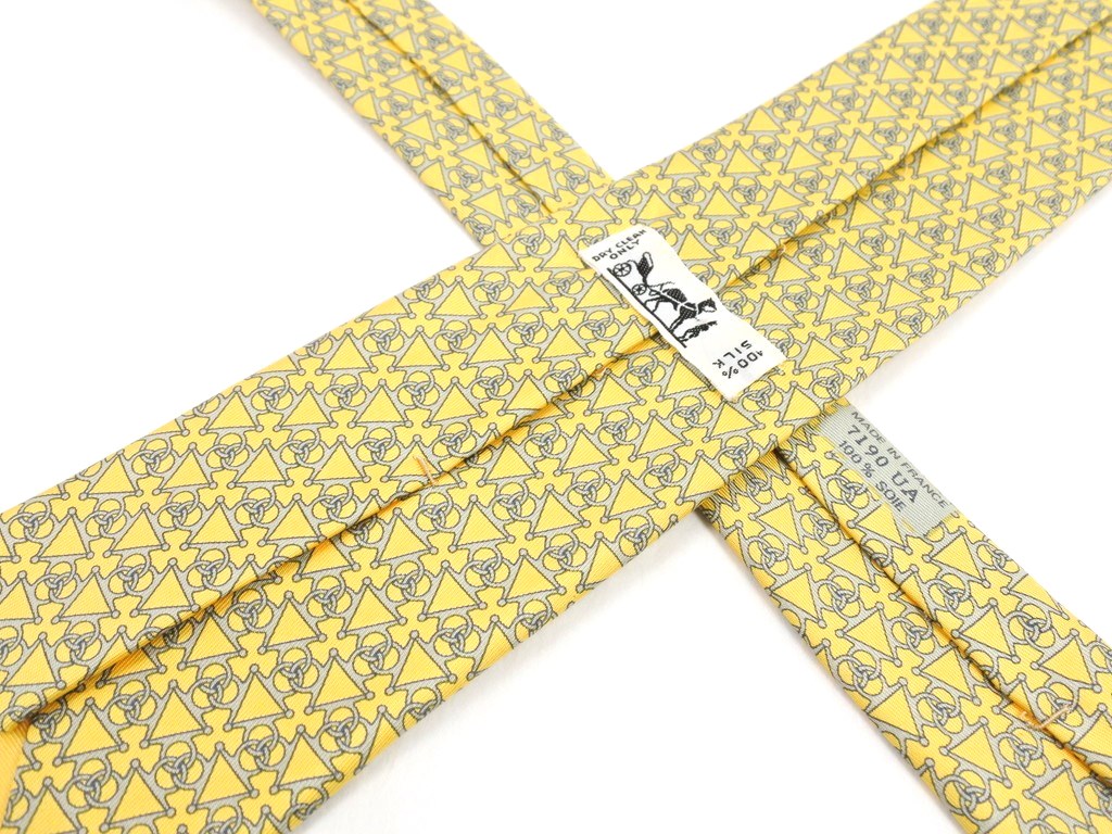 【中古】エルメス HERMES その他ネクタイ
 イエローxウォームグレー【YEL】【S/S/A/W】【状態ランクB】【メンズ】
【778879】 EPD