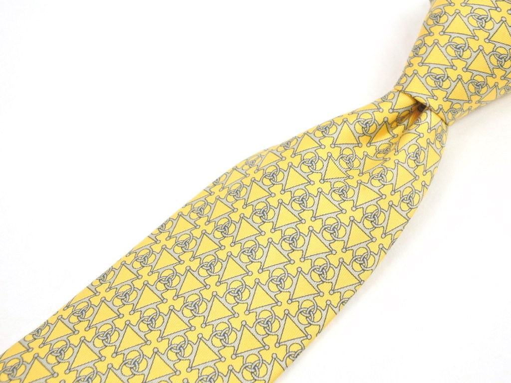 【中古】エルメス HERMES その他ネクタイ
 イエローxウォームグレー【YEL】【S/S/A/W】【状態ランクB】【メンズ】
【778879】 EPD