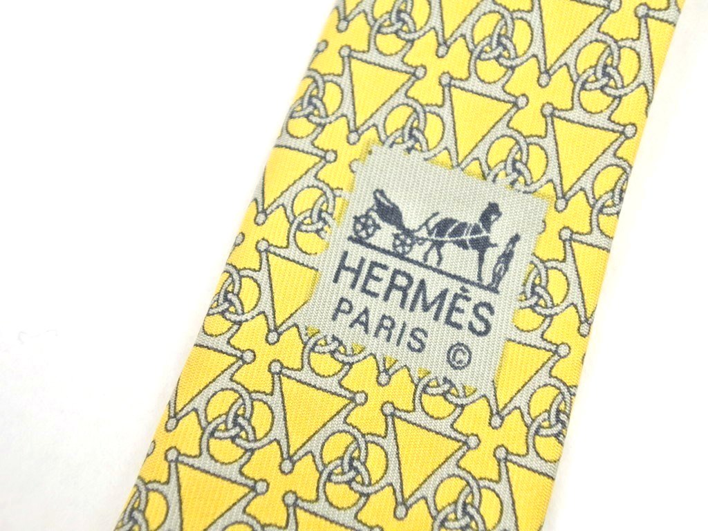 【中古】エルメス HERMES その他ネクタイ
 イエローxウォームグレー【YEL】【S/S/A/W】【状態ランクB】【メンズ】
【778879】 EPD