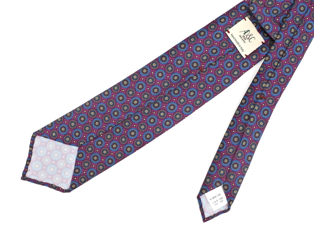 【新品】アーディーアンドシー AD&C 1956 小紋柄ネクタイ
 レッドパープルxブルー【PUP】【S/S/A/W】【状態ランクN】【メンズ】
【778891】 EPD