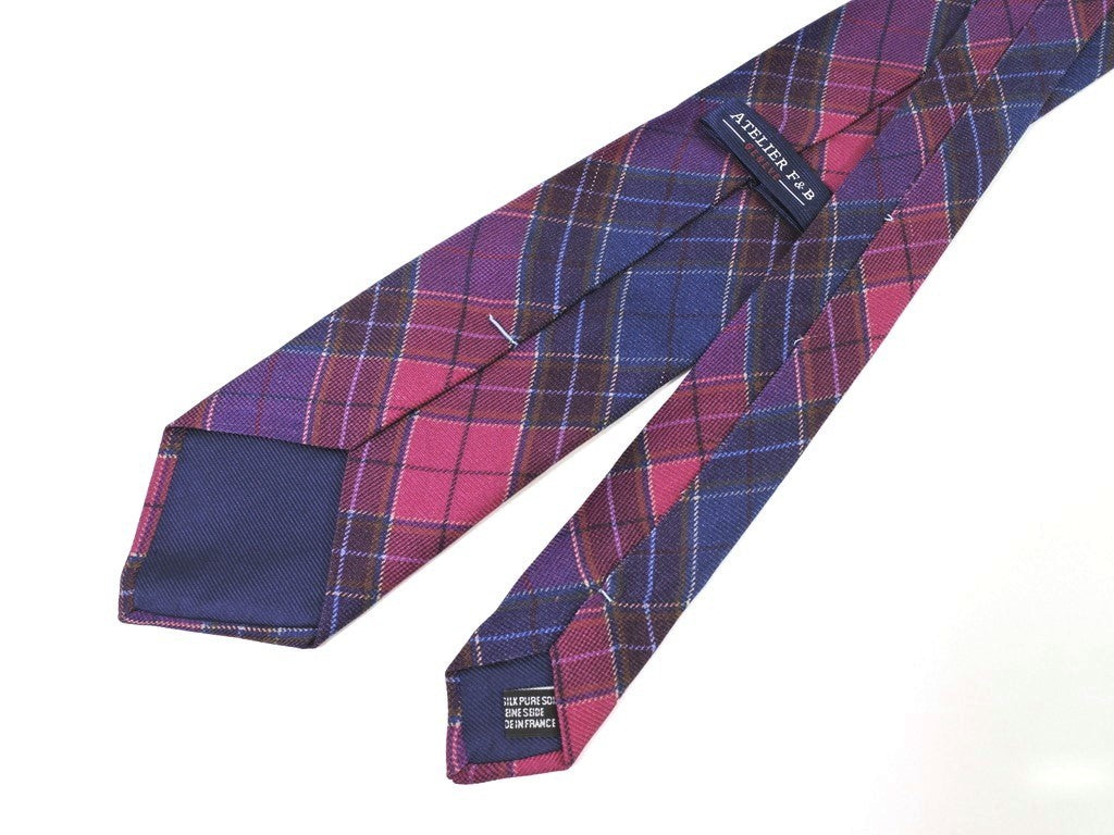【中古】アトリエ エフアンドビー ATERIER F&B チェック柄ネクタイ
 パープル系xライトネイビー【PUP】【S/S/A/W】【状態ランクC】【メンズ】
【778880】 EPD
