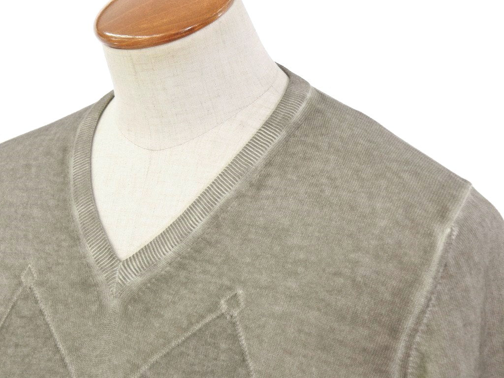 【中古】グランサッソ GRAN SASSO プルオーバーニット
 カーキブラウンxグレー系【サイズ48】【GRY】【S/S】【状態ランクB】【メンズ】
【769492】 EPD