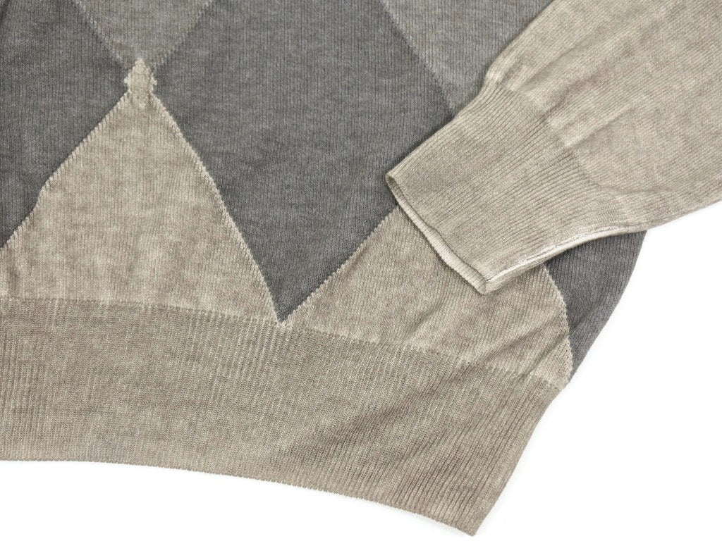 【中古】グランサッソ GRAN SASSO プルオーバーニット
 カーキブラウンxグレー系【サイズ48】【GRY】【S/S】【状態ランクB】【メンズ】
【769492】 EPD