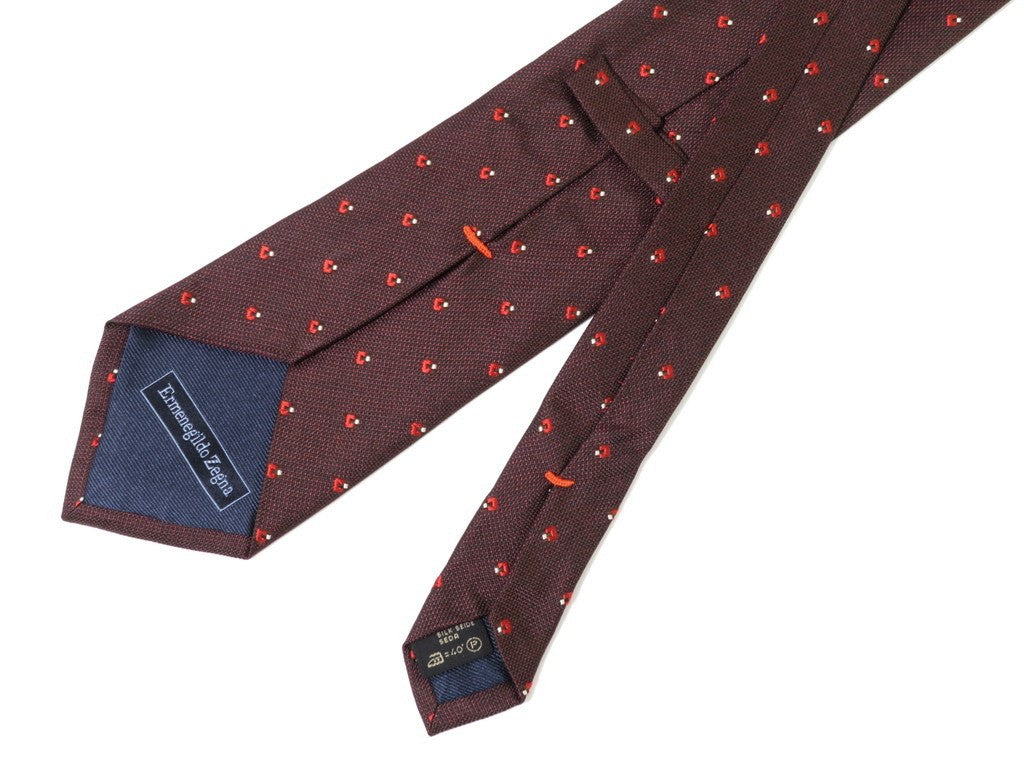 【中古】エルメネジルドゼニア Ermenegildo Zegna 小紋柄ネクタイ
 ボルドーxレッド【RED】【S/S/A/W】【状態ランクB】【メンズ】
【778879】 EPD